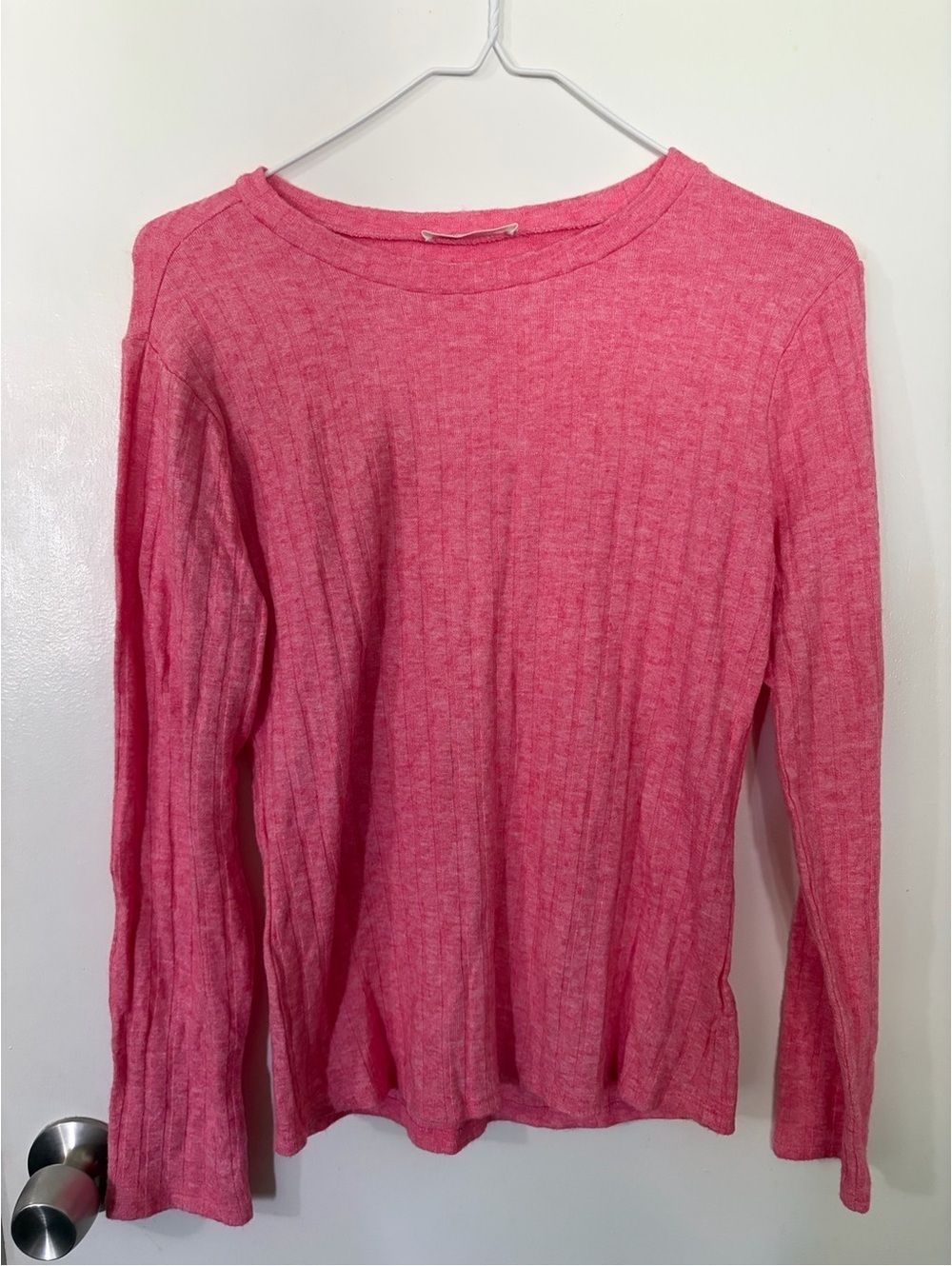 Juniors Medium Zenana Women’s Long-Sleeve Ribbed Knit Top - Pink Tote12